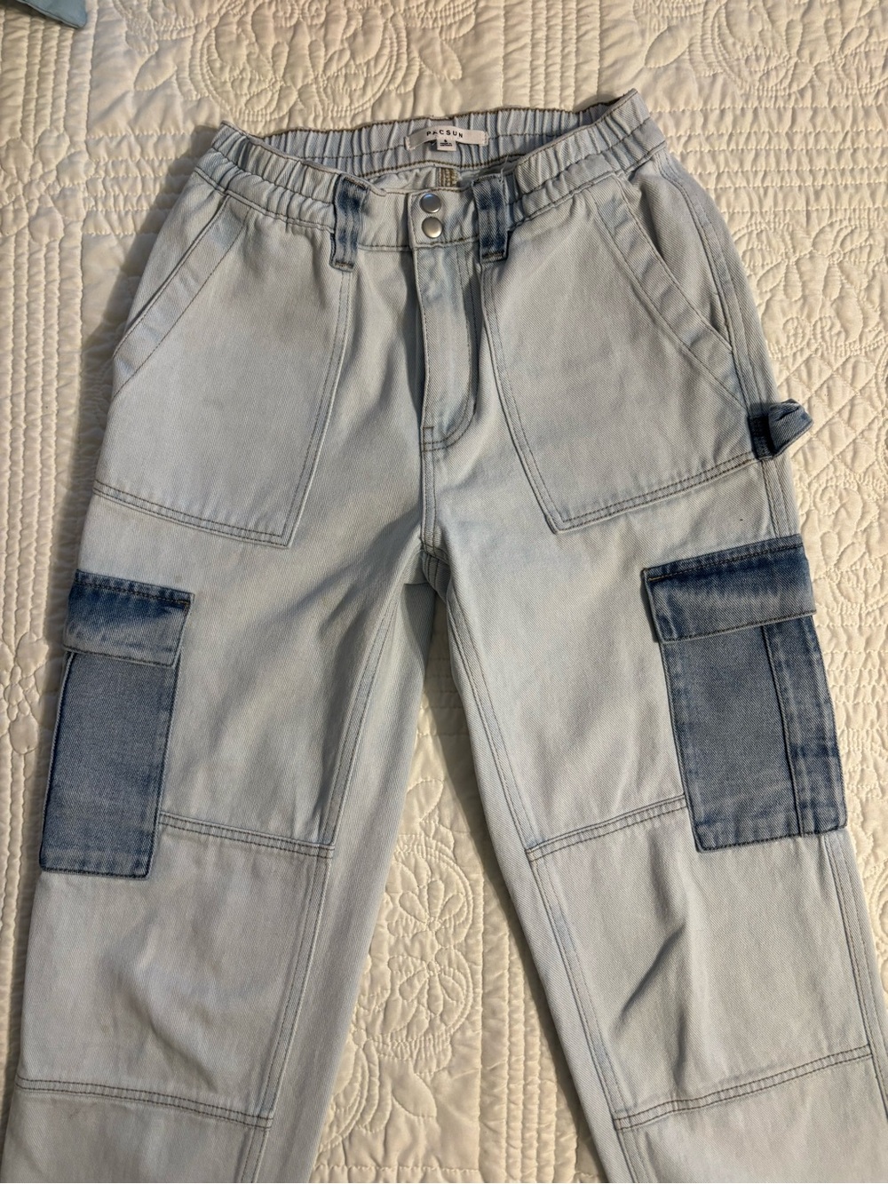 PacSun Light Blue Contrast Cargo Ankle Jeans